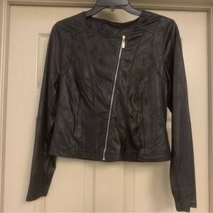 NEW Ravel S Black Faux Leather Cropped Moto Style Jacket Zipper